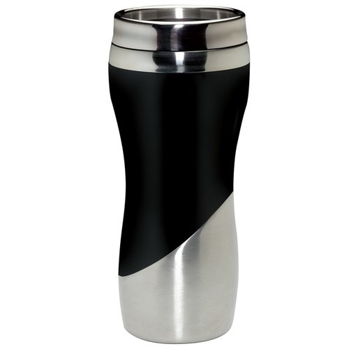 Additional Image 3 - a black and silver tumbler