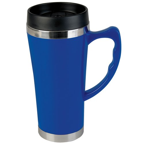 Additional Image 1 - a blue and silver travel mug