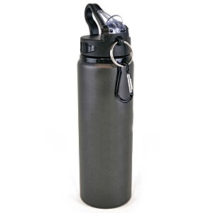Additional Image 4 - a black water bottle with a black cap