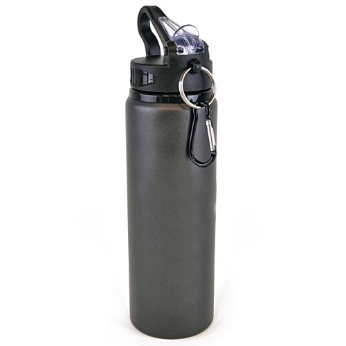 Additional Image 4 - a black water bottle with a black cap