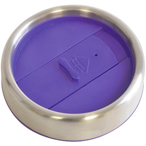 Additional Image 1 - a round purple candle with a silver rim