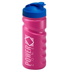 Additional Image 3 - a pink water bottle with a blue lid