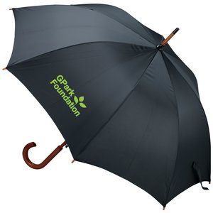Additional Image 3 - a black umbrella with a green logo