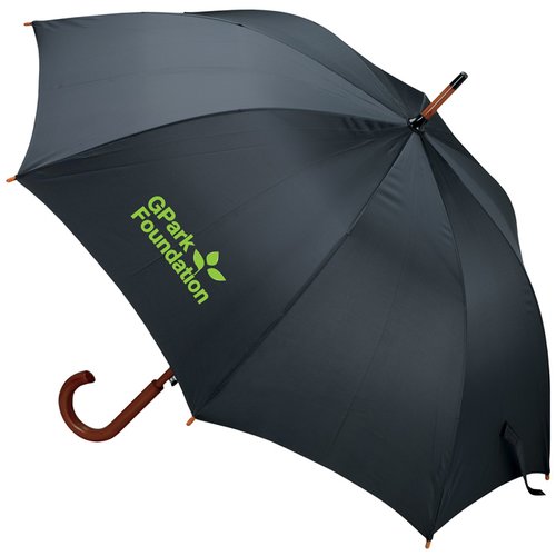 Additional Image 3 - a black umbrella with a green logo