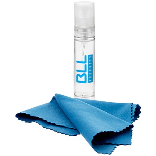 Additional Image 1 - a blue cloth next to a clear bottle