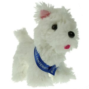 Additional Image 2 - a white stuffed animal with a blue collar
