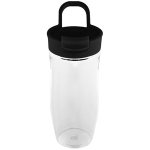 Additional Image 2 - a clear plastic water bottle with a black lid