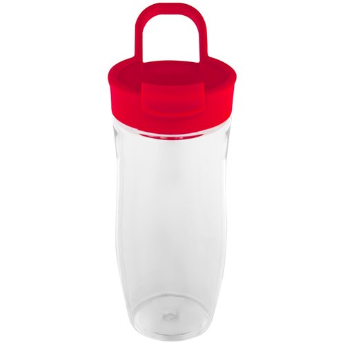 Additional Image 1 - a clear plastic water bottle with a red lid
