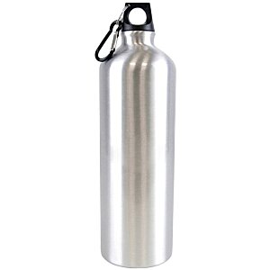 Additional Image 1 - a silver water bottle with a black ring