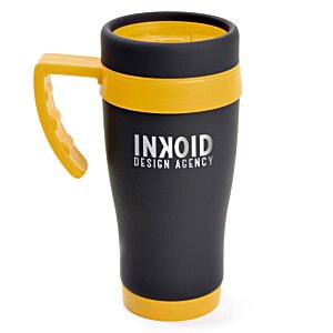 Additional Image 1 - a black and yellow travel mug
