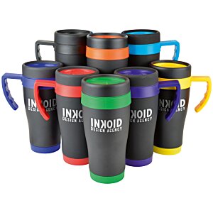 Additional Image 2 - a group of black cups with colorful handles
