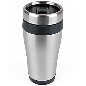 Additional Image 3 - a silver and black travel mug