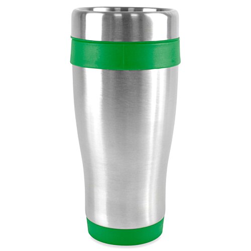 Additional Image 5 - a silver and green thermos