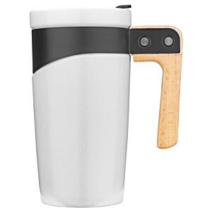 Additional Image 3 - a white and black mug with a wooden handle