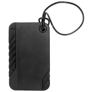 Additional Image 1 - a black luggage tag with a strap