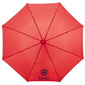 Additional Image 2 - a red umbrella with a black logo