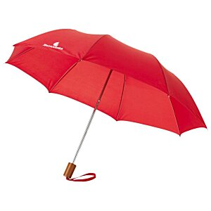Additional Image 1 - a red umbrella with a wooden handle