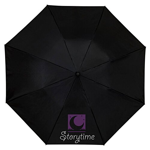 Additional Image 4 - a black umbrella with a purple logo