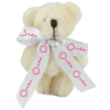 a white teddy bear with a white ribbon