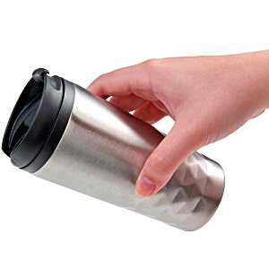 Additional Image 5 - a hand holding a silver and black coffee mug