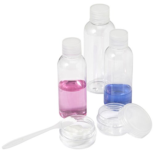 Additional Image 1 - a group of plastic bottles with pink and blue liquid