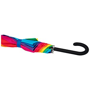 Additional Image 2 - a rainbow colored bowtie on a black curved umbrella