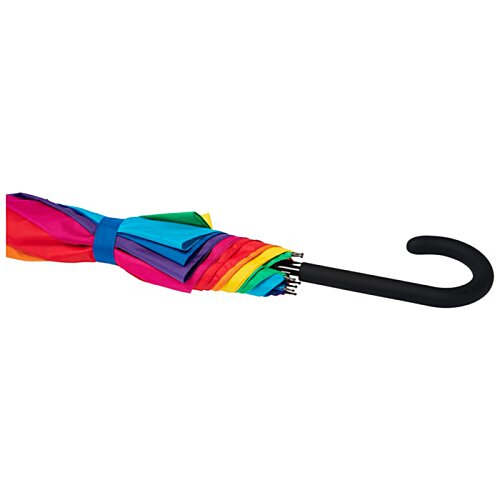 Additional Image 2 - a rainbow colored bowtie on a black curved umbrella