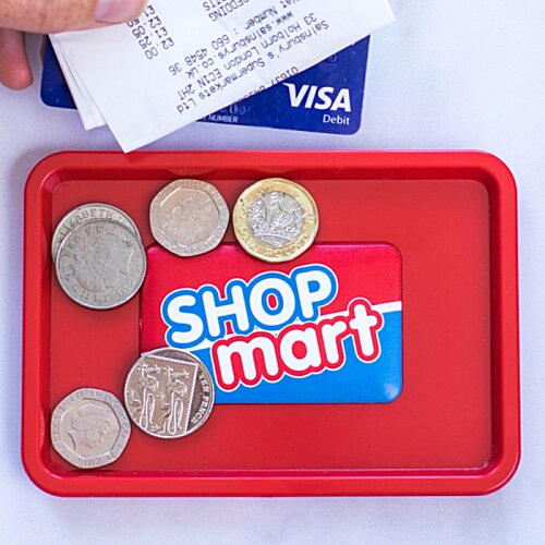 Additional Image 2 - a red tray with coins and a credit card