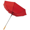 a red umbrella with a black handle