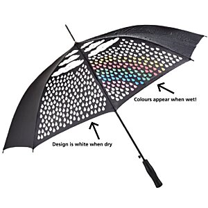 Additional Image 1 - a black umbrella with a rainbow design