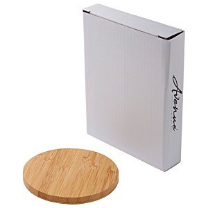 Additional Image 1 - a white box next to a round wooden coaster