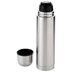Additional Image 1 - a silver thermos with a black cap