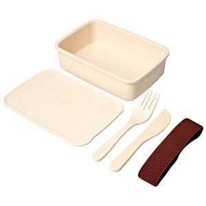 Additional Image 1 - a white rectangular container with a brown spatula and a brown sponge