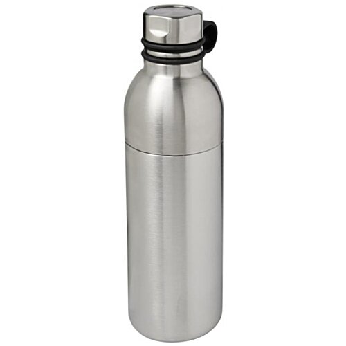 Additional Image 1 - a silver water bottle with a black cap