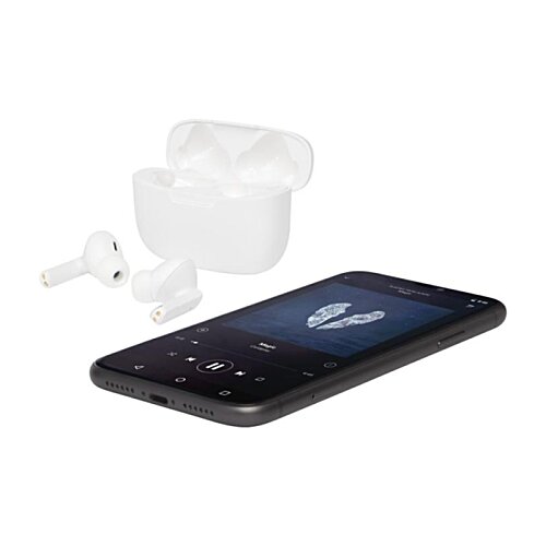 Additional Image 2 - a black cellphone with ear buds