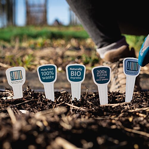 Additional Image 2 - a row of plastic labels in dirt