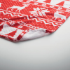 a red and white fabric with white designs