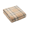 a brown plaid pillow with blue stripes