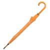 an orange umbrella with a curved handle