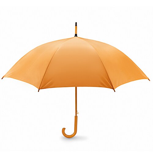 Additional Image 2 - an orange umbrella with a curved handle