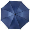 a blue umbrella with a black handle