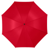 a red umbrella with a black handle