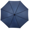 a blue umbrella with a black handle