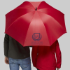 a person holding a red umbrella