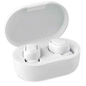 Additional Image 2 - a white wireless earbuds in a white case