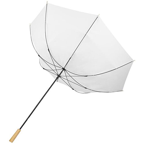 Additional Image 4 - a white umbrella with a wooden handle