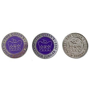 Additional Image 4 - a row of round silver and purple coins