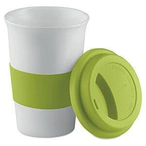 Additional Image 2 - a white and green cup with a green lid