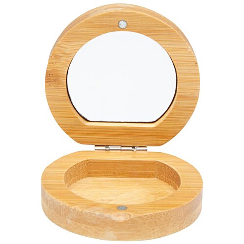 Additional Image 1 - a round wooden box with a mirror