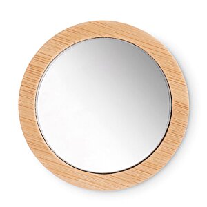 Additional Image 1 - a round mirror with a wooden frame